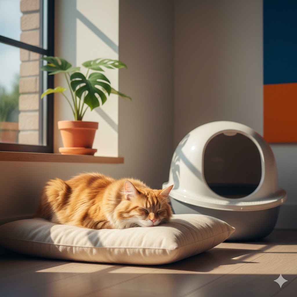 Modern ve temiz kedi kumu kabı görseli